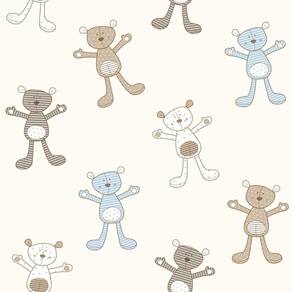 Papel De Parede Fofura Baby Ursinhos Marrom E Azul Ff4050