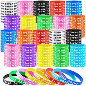 Pulseiras de silicone Skylety Jesus Loves You para crianças (200 unidades)