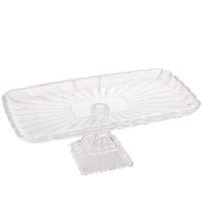 Travessa Retangular Com Pé Quadratta Transparente 36x17cm Lyor