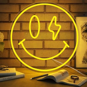 Sinal de néon Neonip Smiley Face LED alimentado por USB 35 cm amarelo