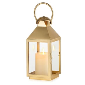 Lanterna NUPTIO Gold de 28,7 cm de altura em metal com vidro para casamento