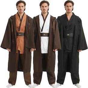Conjunto de traje de cosplay para adultos, túnica com capuz, branco de Halloween
