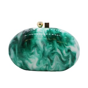 Bolsa de embreagem de noite GSYPS em acrílico em forma de concha verde para mulheres