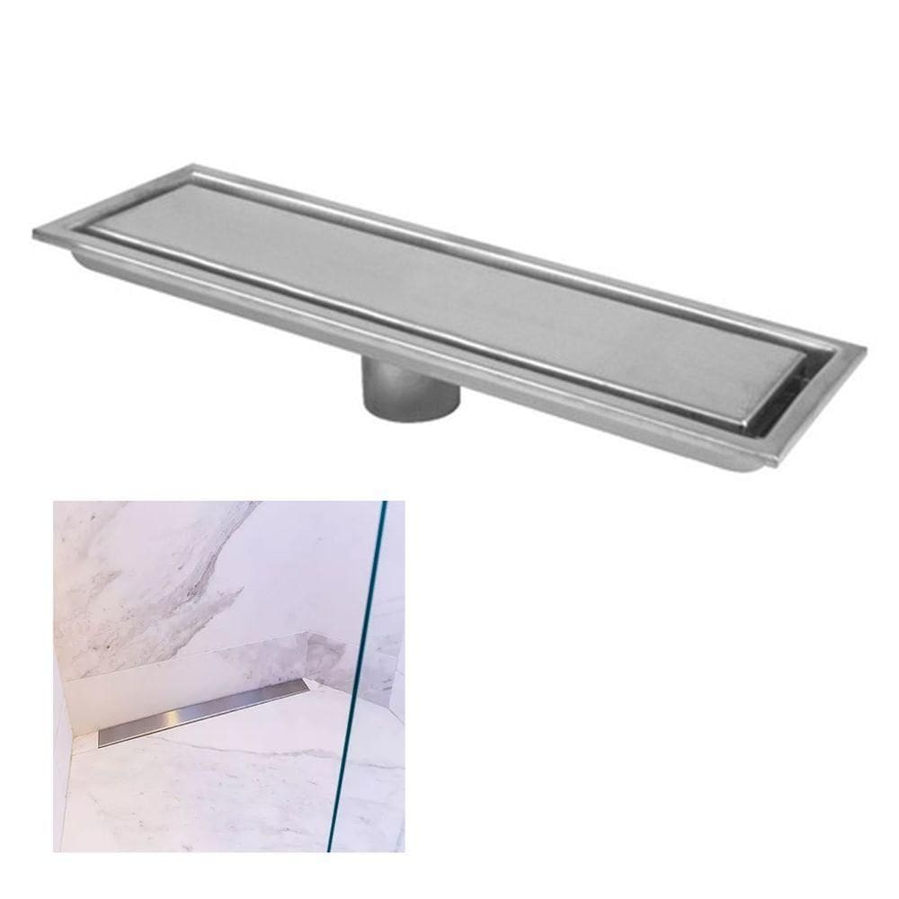 Ralo Linear Oculto Inox 40cm Banheiro Lavabo Anti Odor Anti Inseto Invisivel Higienico Seguro Resistente