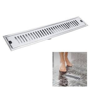 Ralo Linear Aço Inox 40cm Banheiro Area Externa Anti Odor Anti Inseto Lavabo Quintal Piscina Seguro Higienico Resistente