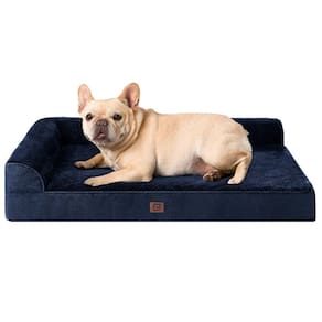 Cama ortopédica de espuma viscoelástica EHEYCIGA para cães médios, azul marinho