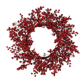 Coroa de Natal YNYLCHMX 50cm com sinal de boas-vindas Red Berries