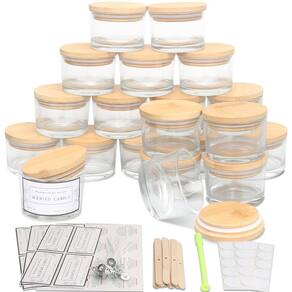 Frascos de vela MILIVIXAY de vidro transparente de 4 onças com tampas, pacote com mais de 20 kits
