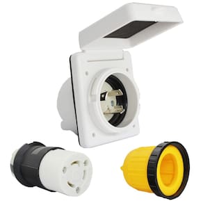 Kit de plugue de entrada de alimentação RV X-Haibei 30A 125V NEMA L5-30R branco