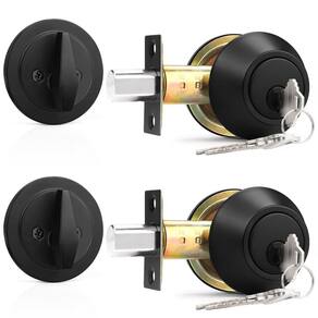 Pacote de 2 cilindros únicos Deadbolts Probrico Flat Black com 2 chaves