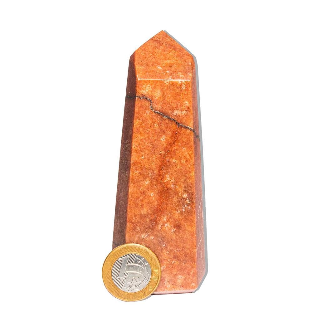 Ponta Quartzo Vermelho 12 a 13 cm 280 g Pedra Natural Tipo B