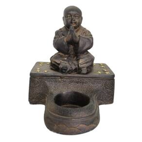 Escultura Porta Vela Buda Chinês 13 Cm Presente Decoração