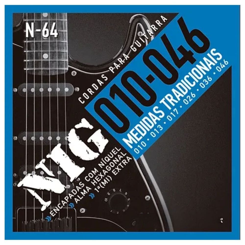 Encordoamento Guitarra N-64 Nig .010” + Palheta PRN64L