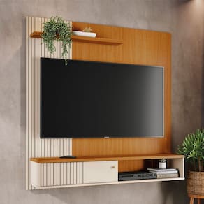 Painel para TV Até 65 Polegadas Aurora 1 Porta Cinamomo/Off White - Madetec