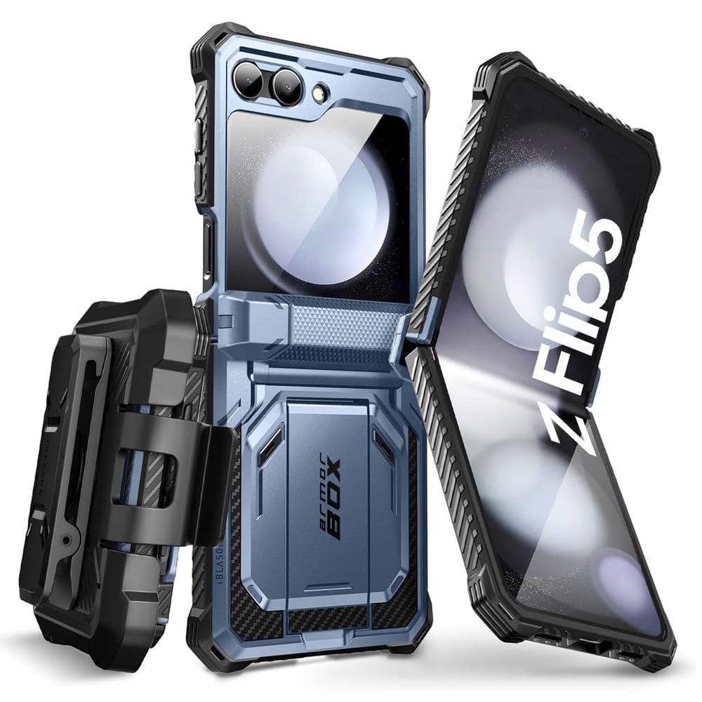 Capa de telefone i-Blason Armorbox com suporte para Samsung Galaxy Z Flip 5 azul
