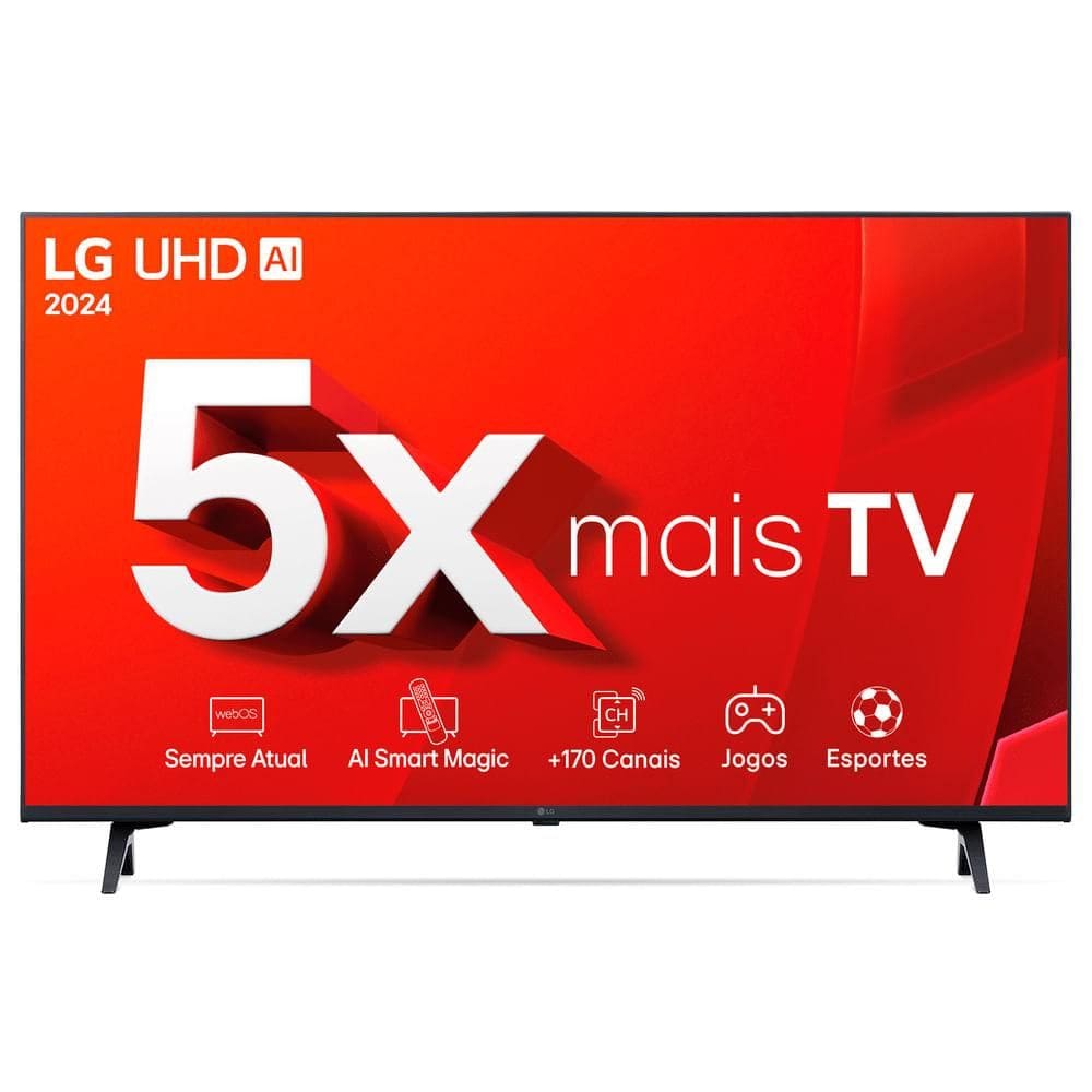 Smart TV LG 4K 43" UHD Processador 5 Ger7 AI Alexa/Chromecast Integrado Otimizador de Jogos webOS 24 - 43UT8000PSA