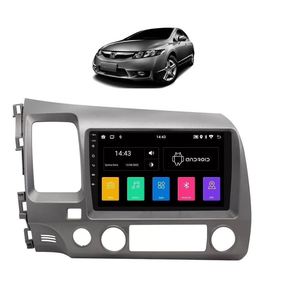 Kit Multimídia New Civic G8 06 / 11 9 Pol Android Carplay 2/32GB - 915BR ROADSTAR