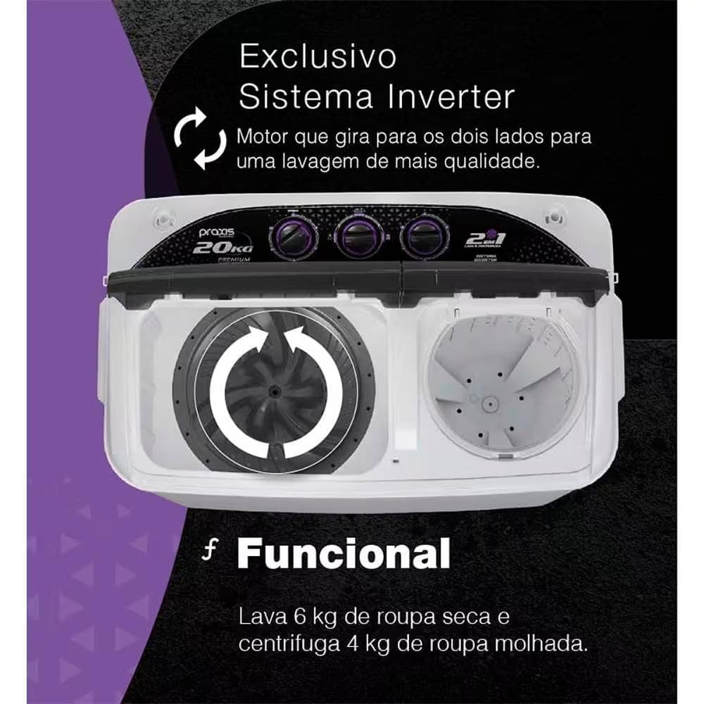 Lavadora Praxis 2 Em 1 20 Kg Premium | Casas Bahia