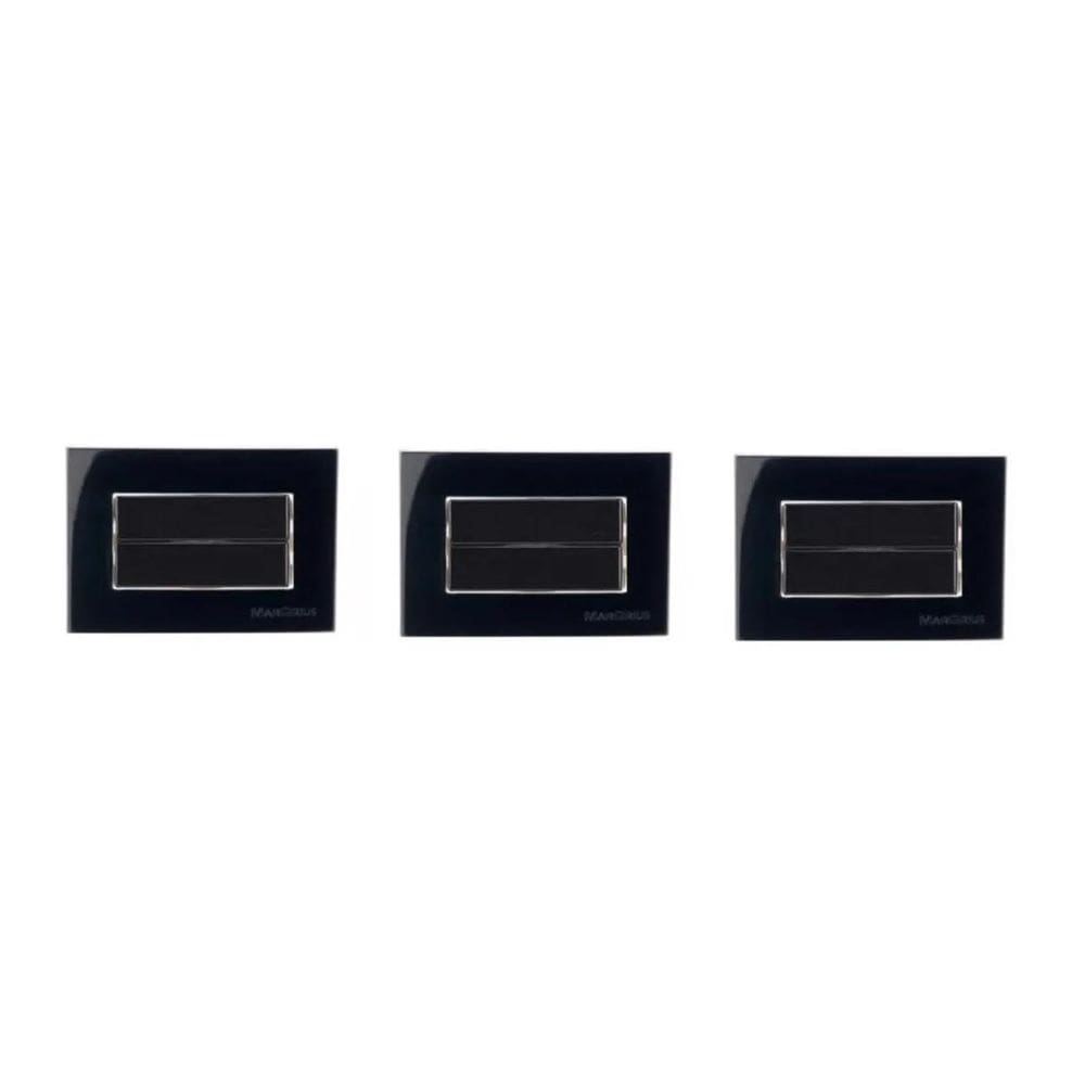 03 Interruptor Duplo Simples Para Móveis Margirius Preto 10A