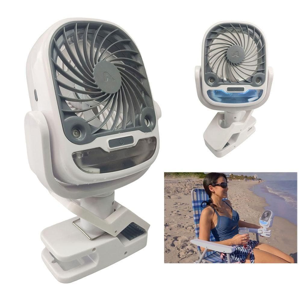Ventilador De Mesa Umidificador Agua Garra Gancho Bateria Recarrevagel Usb 3 Velocidades 360 Graus Giratorio Calor Verao Dia Quente