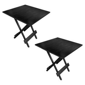 Kit 2 Mesa Dobrável 70x70cm Em Madeira Maciça Para Açaí E Bares Preto