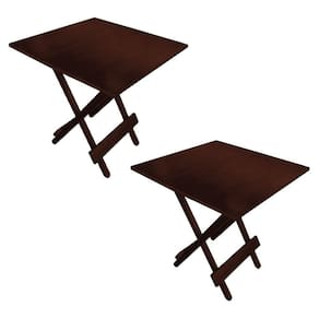 Kit 2 Mesa Dobrável 70x70cm Em Madeira Maciça Para Açaí E Bares Imbuia Marrom