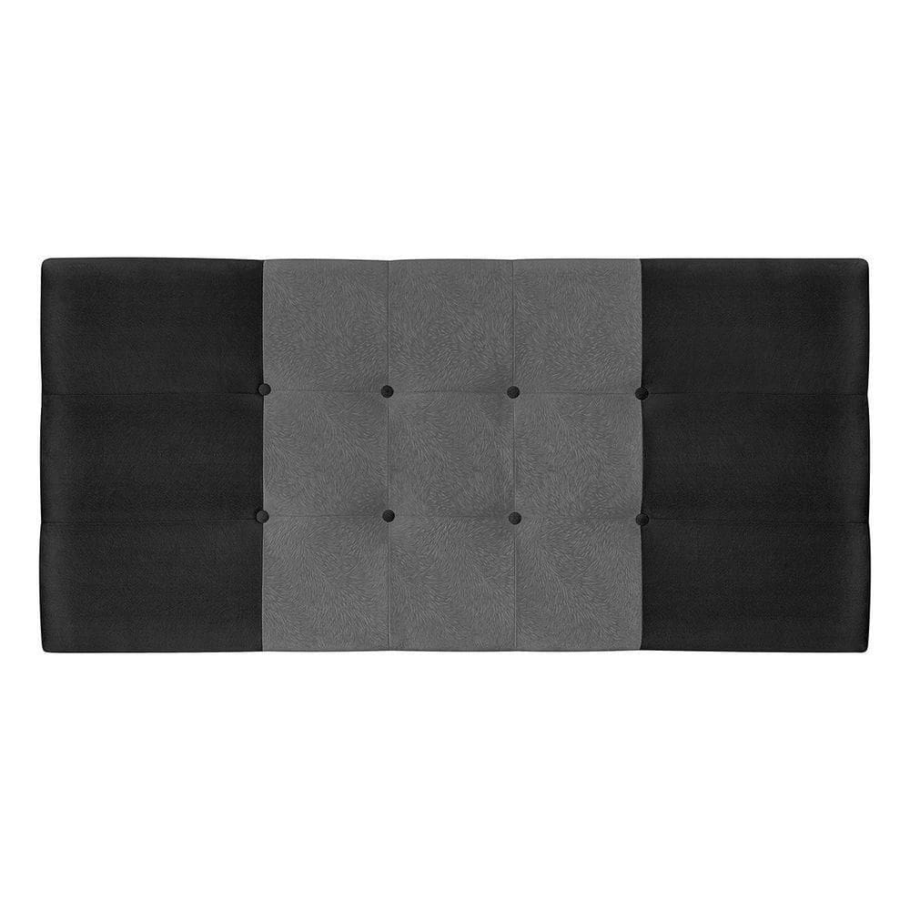 Painel Estofado Mini 94 Cm Para Cama Box Quarto Solteiro Suede Preto/cinza