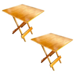 Kit 2 Mesa Dobrável 70x70cm Em Madeira Maciça Para Restaurantes E Lanchonetes Mel Bege