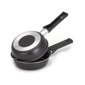 Frigideira Dupla Hamburgueira E Omeleteira Antiaderente 14 Cm Preto