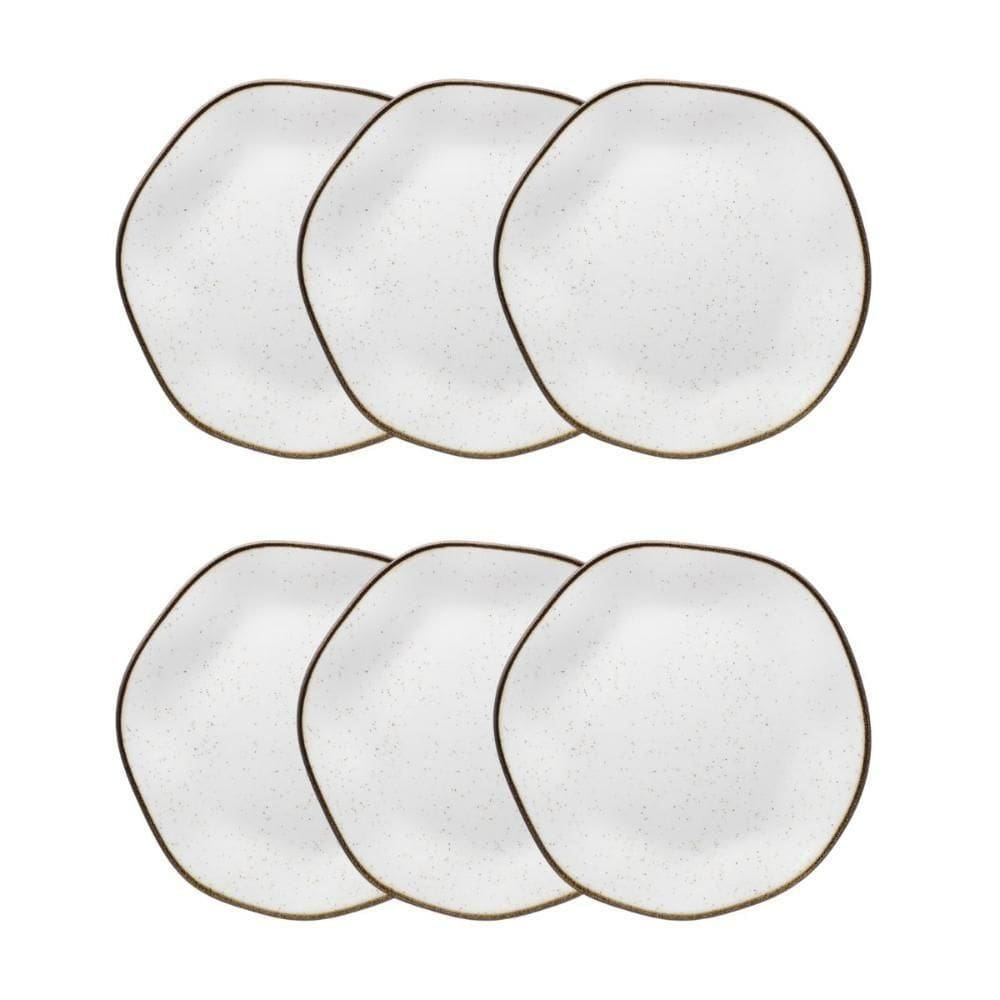 Conjunto 6 Pratos De Sobremesa 21,5 Cm Ryo Maresia Porcelana Oxford