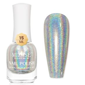 Verniz de unhas MIZHSE Holographic Silver Glitter 15mL