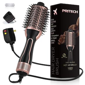 Escova para secador de cabelo PRITECH Dual Voltage 1000W 4 em 1 Ionic
