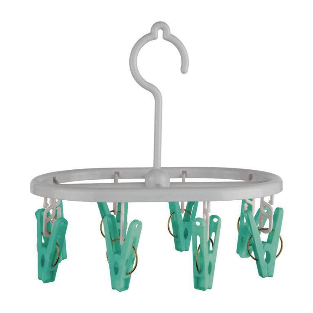 Varal Oval Mini Flash Limp 8 Prendedores - Verde 14x22x3cm