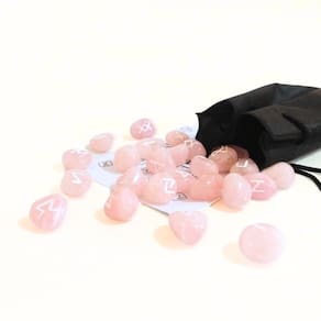 Jogo de Runas Nórdicas na Pedra Quartzo Rosa