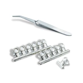 Kit Pinça Curvatura C + 12 Presilhas Unhas Gel Fibra Acrygel