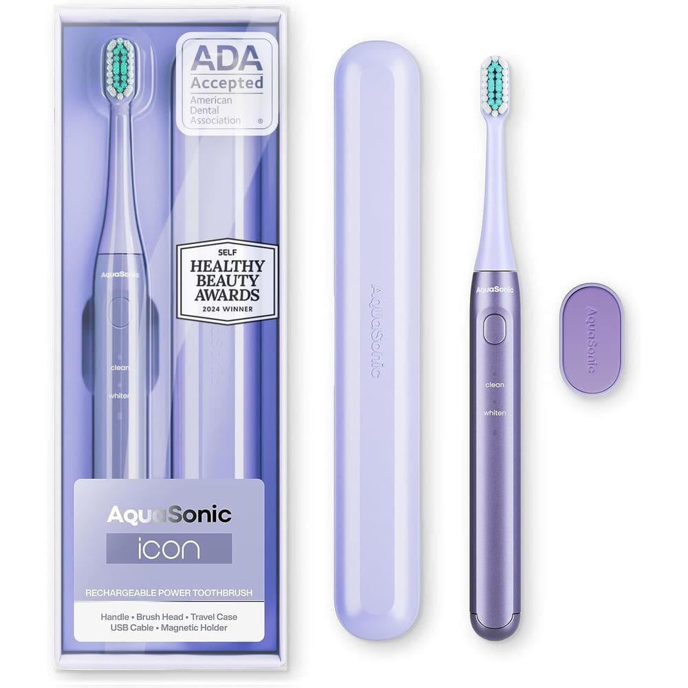 Escova de dentes elétrica Aquasonic Icon recarregável com suporte