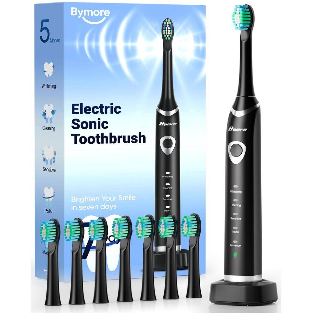 Escova de dentes elétrica Bymore para adultos com 8 cabeças de reposição