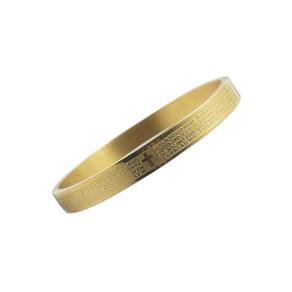 Bracelete Pulseira Aço Stell 316L Pai Nosso Dourado Banhado