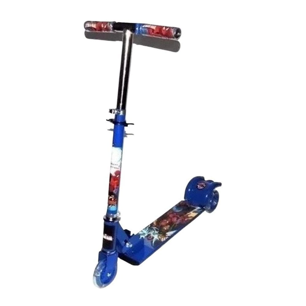 Patinete Infantil De Ferro 3 Rodas Com Luz - Homem Aranha