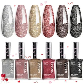 Conjunto de esmaltes beetles Glitter 6 cores Quick Dry
