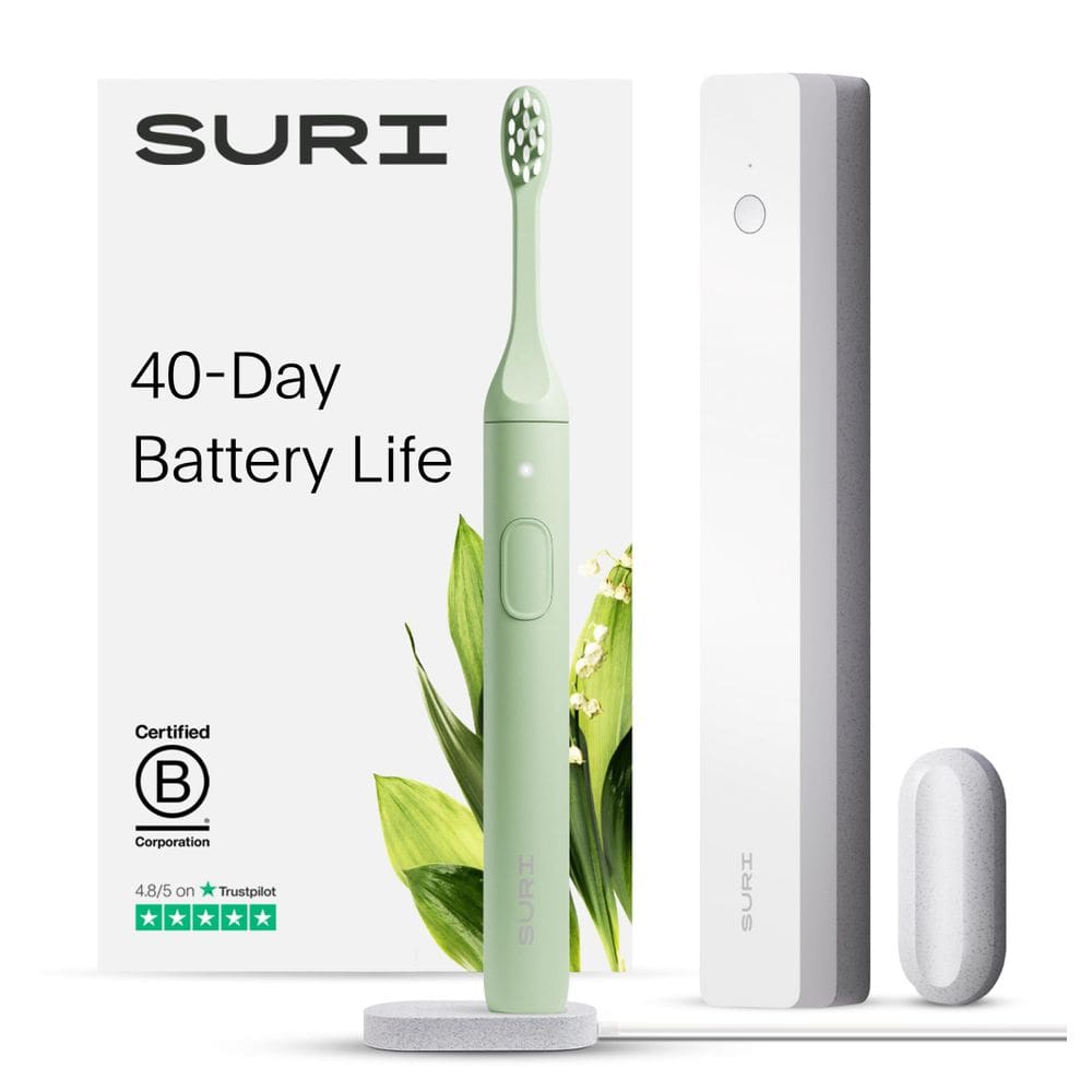 Escova de dentes elétrica SURI Sustainable, bateria de 40 dias com estojo