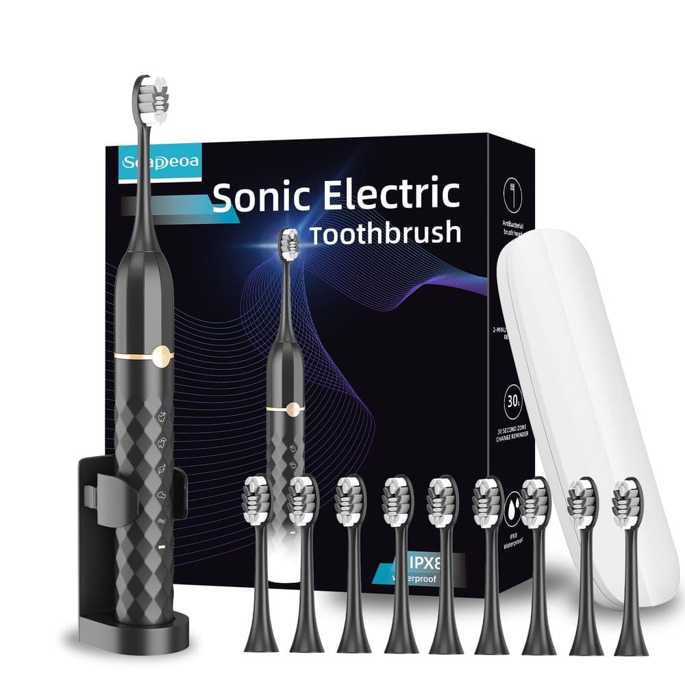 Conjunto de escovas de dentes elétricas Seapeoa com 10 cabeças de escova e estojo