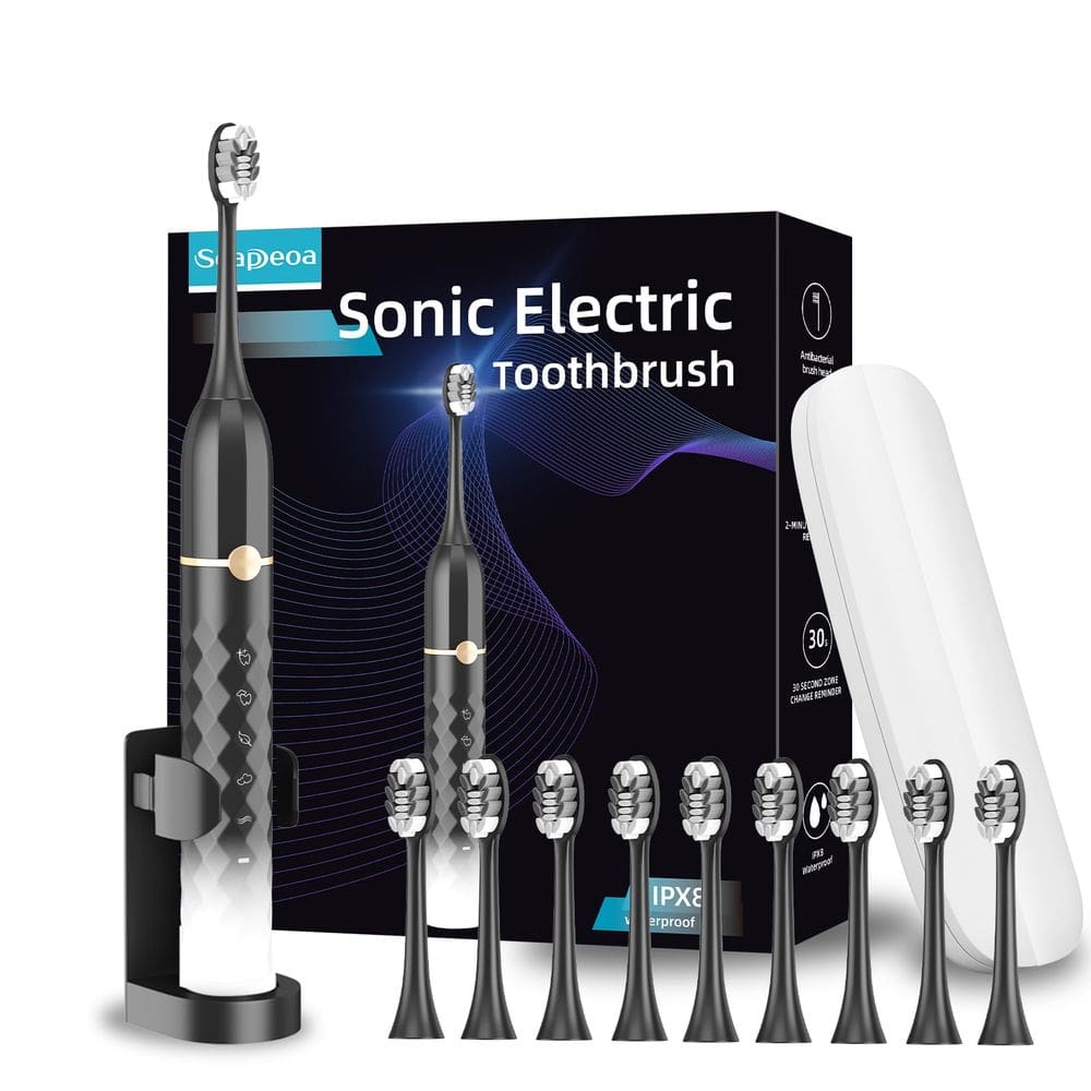 Conjunto de escovas de dentes elétricas Seapeoa com 10 cabeças de escova e estojo