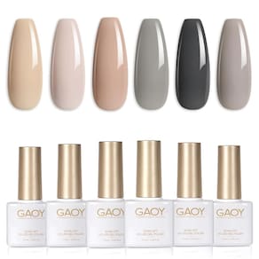 Conjunto de esmaltes de gel GAOY Grey 6 cores nude, marrom, bege