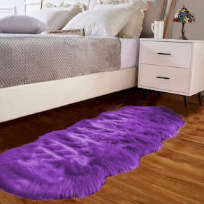 Tapete Carpet Runner Goolela roxo de pele sintética lavável 60x180cm