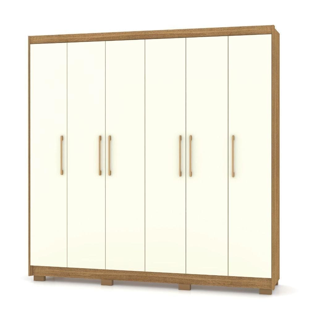 Guarda Roupa Casal Pernambuco 6 Portas Nature Champanhe Vila Rica