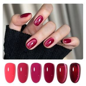 Conjunto de esmaltes Glitter Gel GAOY Hot Pink Cat Eye com ímã