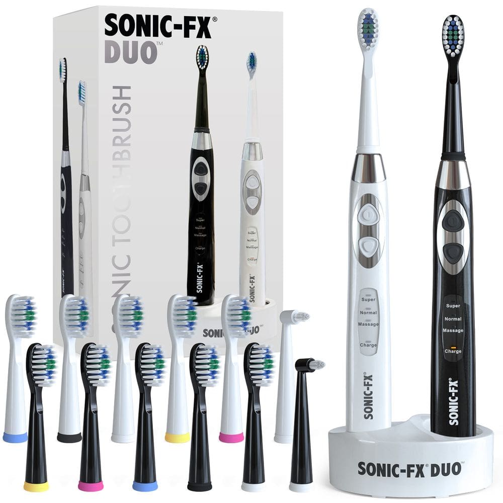 Escova de dentes elétrica Sonic-FX Duo com 14 cabeças de escova e 3 modos