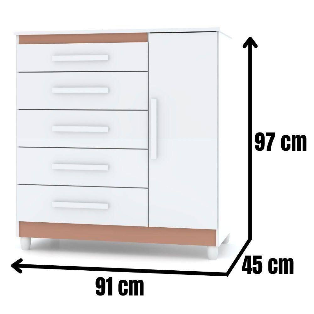 Cômoda Sapateira Line 1 Porta 5 Gavetas Cor:branco | Casas Bahia