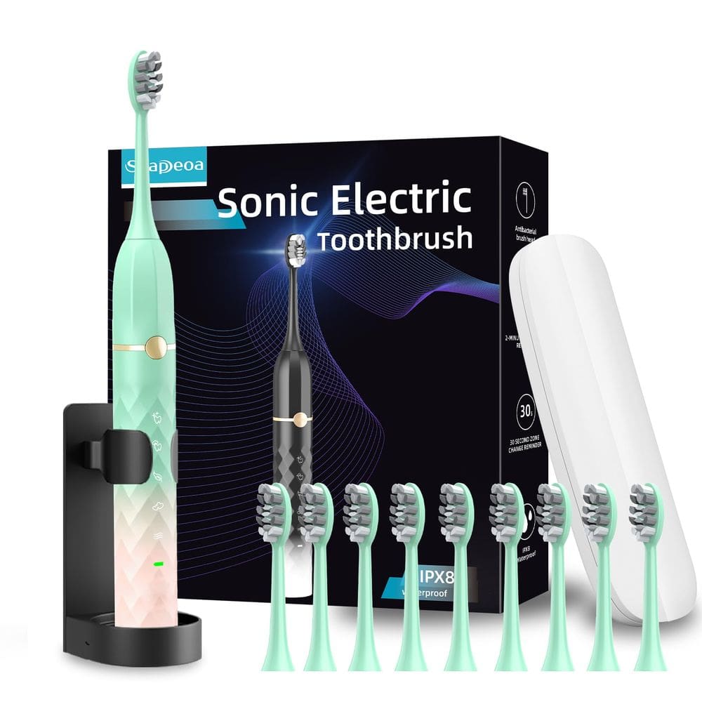Conjunto de escovas de dentes elétricas Seapeoa com 10 cabeças de escova e estojo